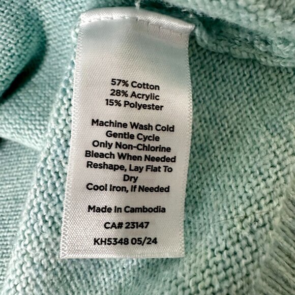 Talbots Mockneck Chevron Fair Isle Sweater MP Ice Green Cotton Blend – Pre-Owned - Picture 8 of 10